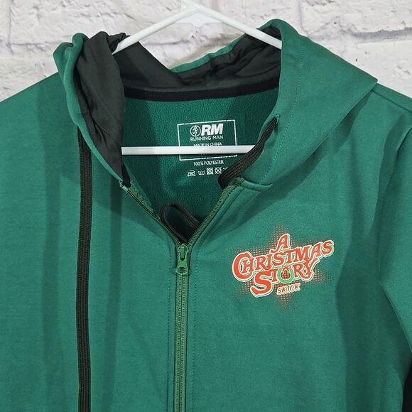 A Christmas Story Women's Green RM Running Man Full Zip Athletic Hoodie Medium - Picture 2 of 9